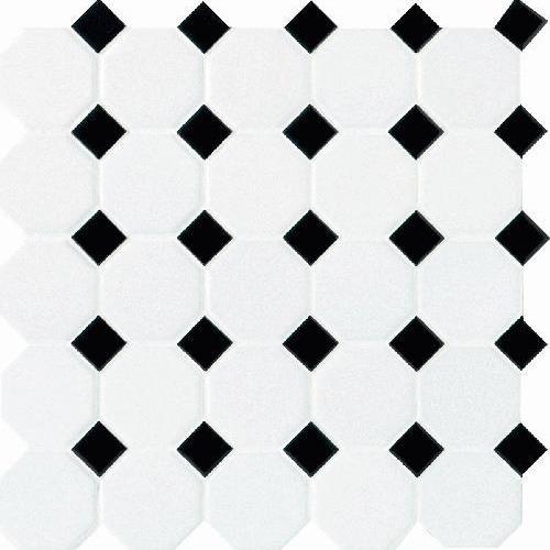 GlassTile Octagon & Dot&trade; Matte White With 21 Black Gloss Dot 6501 main image