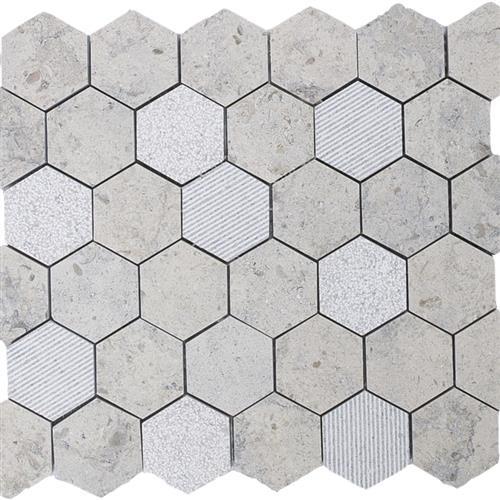 gascogne Blue 2x2 Hi/Lo Hexagon Mosaic
