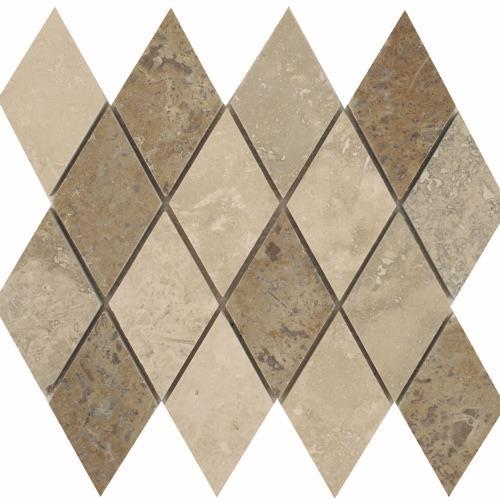 Travertino Mix Honed  Filled Mixed Rhomboid Mosaic