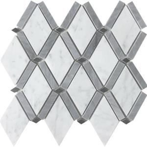 NaturalStone Metropolitan-BlendsCollection FOSMETRBDDCABABL DiamondCararraBardiglioBandAndBlackDot