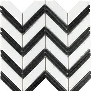 NaturalStone Metropolitan-BlendsCollection FOSMETRCHTHBB ChevronThassosWithBlackBands