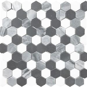 NaturalStone Metropolitan-BlendsCollection FOSMETRHEXTHBABL HexagonThassosBardiglioAndBlack