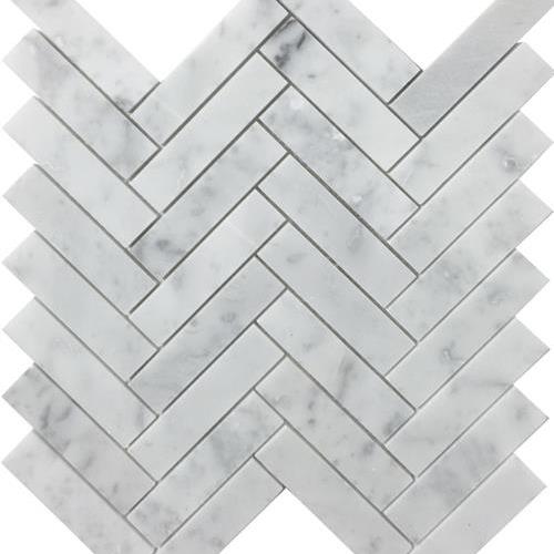 White Cararra Honed Herringbone