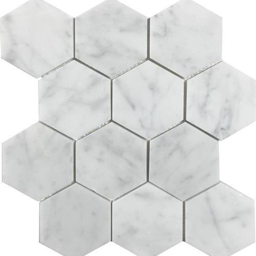 White Cararra Honed Hexagon