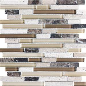 GlassTile BlissGlassStone 35-010 CappuccinoLinearBlend