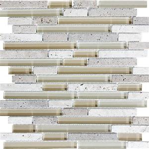 GlassTile BlissGlassStone 35-014 CremeBruleeLinearBlend