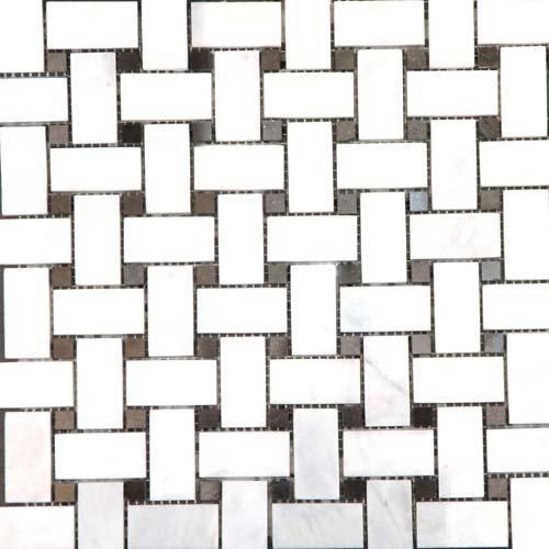 1x2 Carrara Basketweave Mosaic Polished