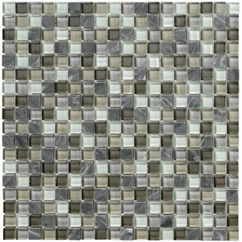 Crystal Stone II Pewter Mosaic Square - 12x12