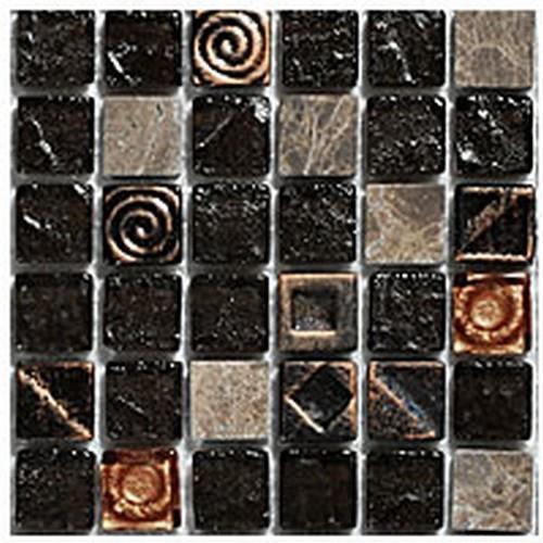 Glazzio Tiles Opulence 1x1 Series Grizzly Brown Glass Tile - Corpus