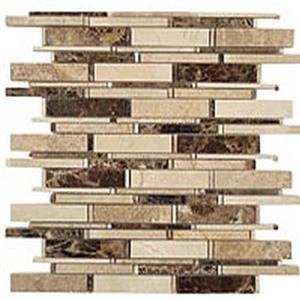 GlassTile CascadeSeries CS-91 EmperadorDark-CremaMarfil-EmperadorLightMix