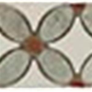 GlassTile FlowerSeriesListello FS-720L MingGreenOval-RedDots-ThassosWhiteBase