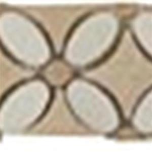 GlassTile FlowerSeriesListello FS-730L ThassosWhiteOval-EmpLightDots-CremaMarfilBase