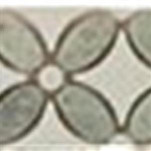 GlassTile FlowerSeriesListello FS-740L MingGreenOval-ThassosWhiteDots-ThassosWhiteBase