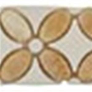 GlassTile FlowerSeriesListello FS-750L HoneyOnyxOval-ThassosWhiteDots-ThassosWhiteBase