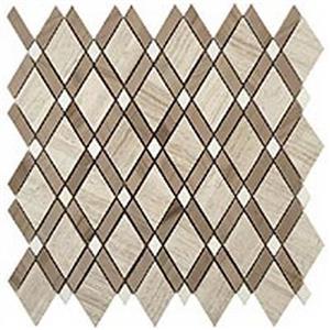 GlassTile DiamondSeries DS-55 WoodenWhiteBigDiamond-AthenGrayStripes-ThassosWhiteSmallDiamond