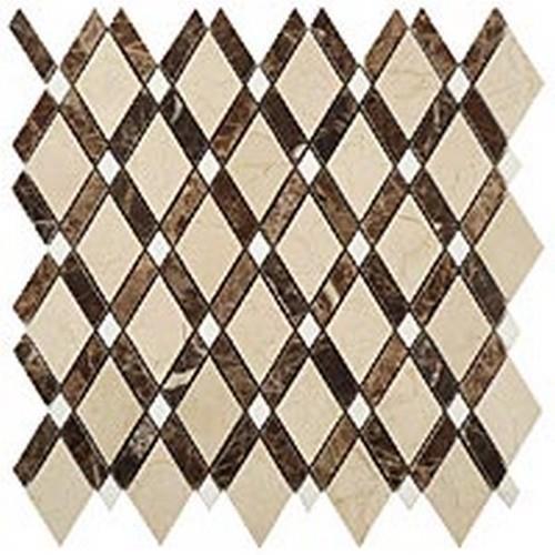 Crema Marfil(Big Diamond)-Empr Dark (Stripes)-Thassos White (Dots)