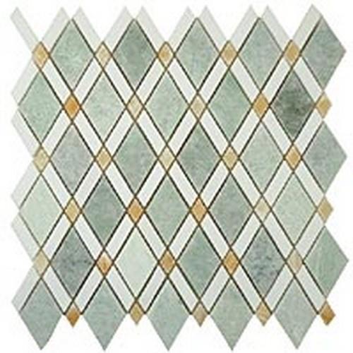Ming Green Light(Big Diamond)-Thassos White (Stripes)-Honey Onyx(Small Diamonds)
