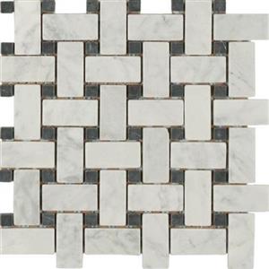 NaturalStone DaintreeExoticMosaics-Basketweave F544T BiancoCarraraWithNeroDot