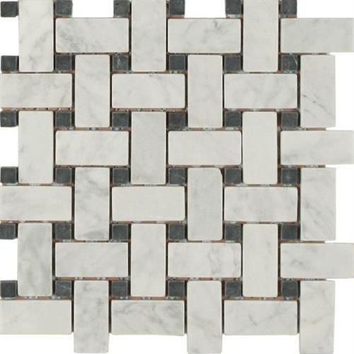 Daintree Exotic Mosaics - Basketweave Bianco Carrara With Nero Dot