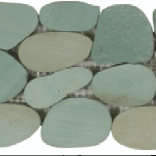 Botany Bay Pebbles - Sliced Borders Sea Green