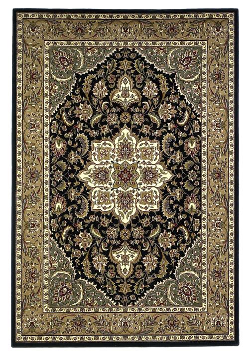 Kas Cambridge 7327 Black Beige Kashan Medallion Area Rugs
