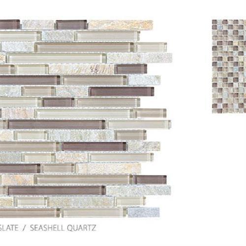 Clear Glass And Slate Seashell Quartz - Mosaic