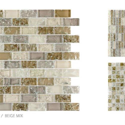 Crackle Glass by Surface Art - Beige Mix - 1X2 Mosaic