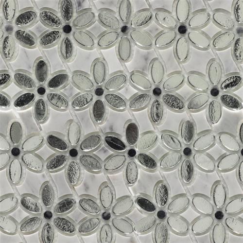 MJ Dahlia White Carrara  Gray Marble W/Silver Mirror