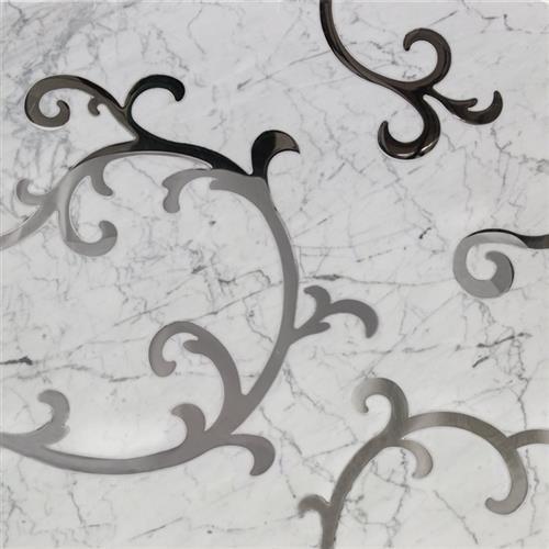 Inlay White Carrara And Stainless Steel Inlay