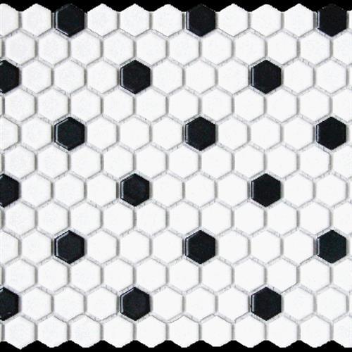 Chesapeake Mosaics 1X1 Hexagon Matte White W/ Black