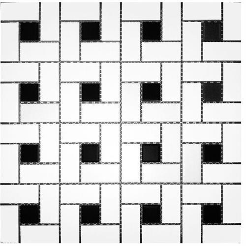 Chesapeake Mosaics Pin Wheel White 1X2 W/Black 1X1 Dot White/ Black