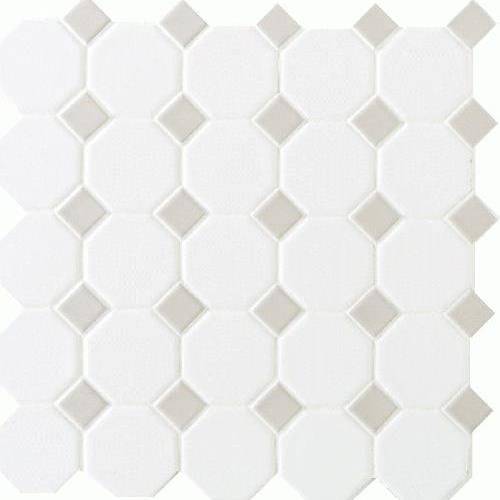 Octagon  Dot Matte White With 44 Gray Gloss Dot 2X2 6501