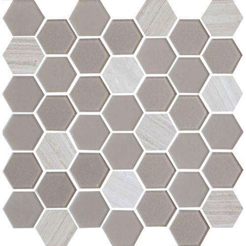 Exagon by Ceratec Surfaces - Taupe Hxp-6 - 2 X 2 Mosaic