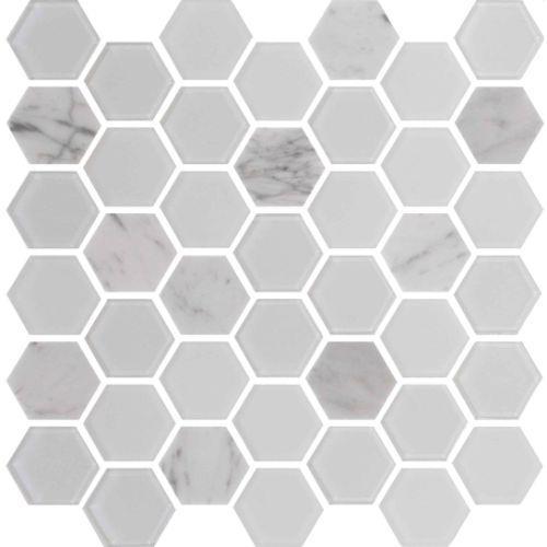 Exagon by Ceratec Surfaces - White Hxp-1 - 2 X 2 Mosaic